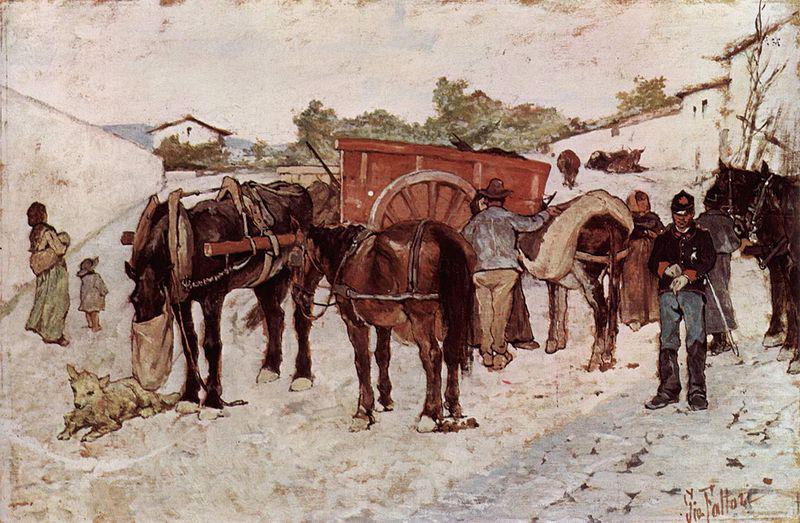 Giovanni Fattori Strada di campagna con i contadini e soldati France oil painting art